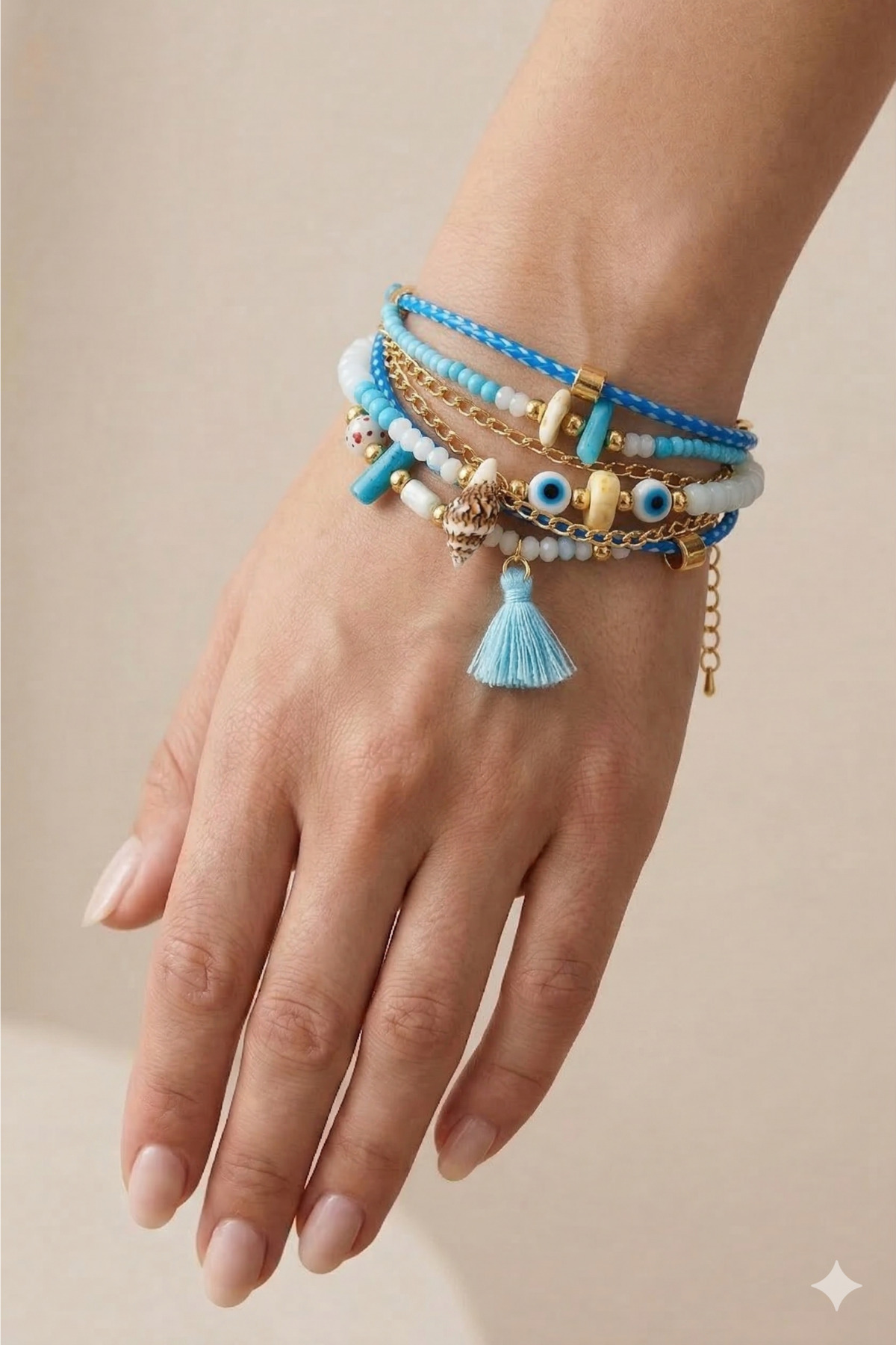 ETHNIC BOHEMIAN MULTIPLE BRACELET NATURAL STONE