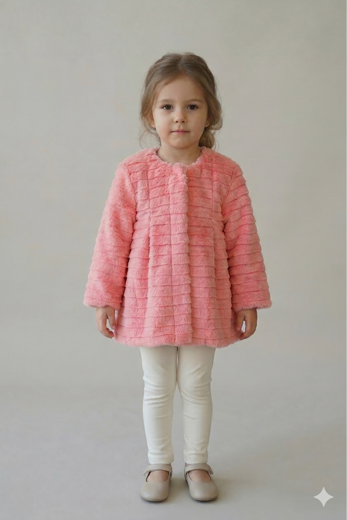 İnce Bebe Kız Çocuk Çizgili Peluş Mont Somon 1-4 Yaş fotoğrafı 3 (önizleme)