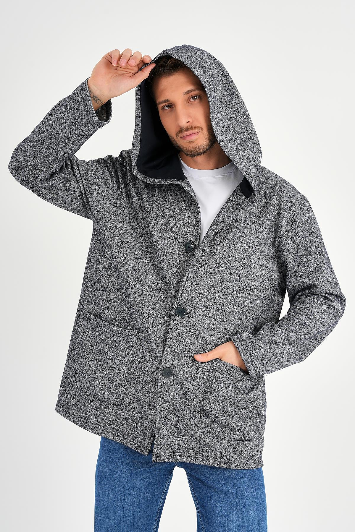 KAPÜŞONLU İÇİ ŞARDONLU OVERSİZE HIRKA (E23-607 03) — نارنجی E23-60703 — تصویر 6 از 6
