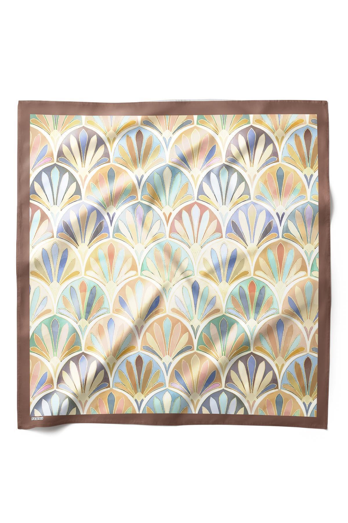 HAWWA Pastel Yelpaze Desenli Bandana Fular görsel 2