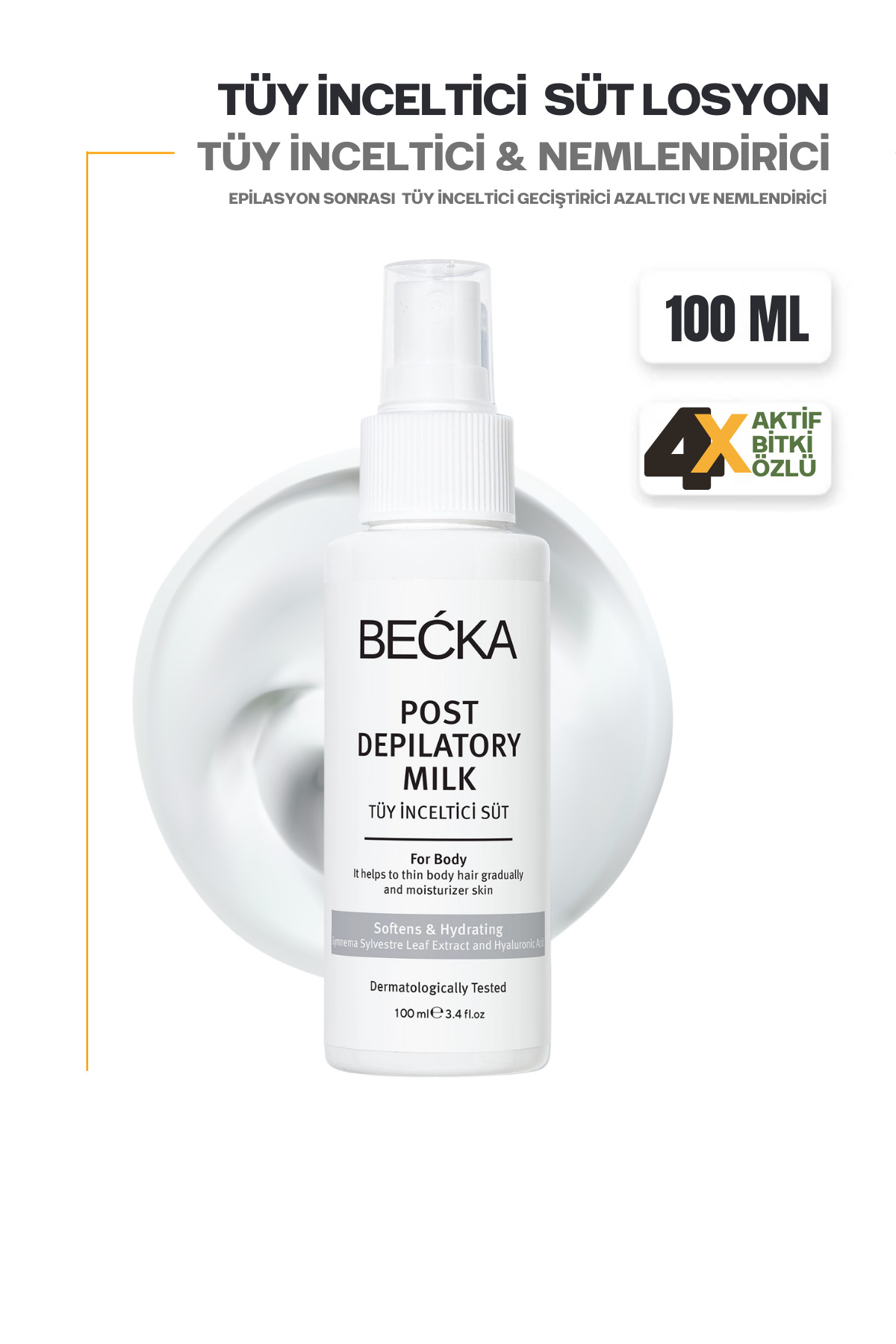 BECKA Tüy Azaltıcı Ve lnceltici Nemlendirici Süt Gymnema Sylvestre & Hyaluronik Asit Özlü 100 ml - Fiyatı, Yorumları
