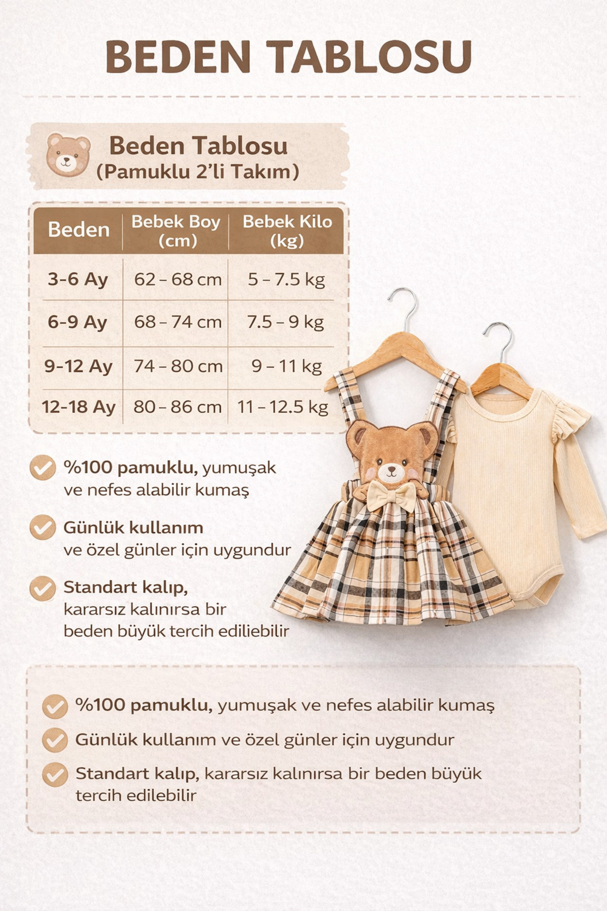 İZYALİF BABY Kız Bebek 2li Badili Etekli Salopet Takımı Uzun Kollu Ayıcık Detaylı Yeni Sezon Pamuklu Bayramlık fotoğrafı 6 (önizleme)