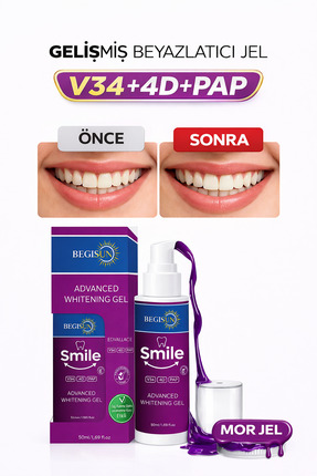 Hysmile BEGISUN Smile Diş Beyazlatma Jeli 50 ml – Günlük Bakım | V34 + 4D + P...
