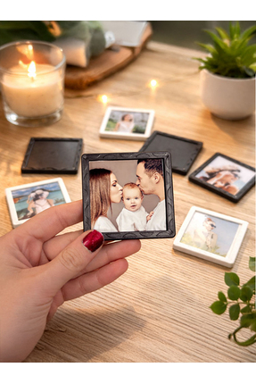 saye çerçeve Mini Desenli Kare Çerçeve 6x6cm - 10'lu Paket