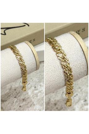 KOALA COMPANY ÇELİK ÜSTÜ ALTIN KAPLAMA GOLD RENK ALTIN MODELİ BİLEKLİK 17 CM+...