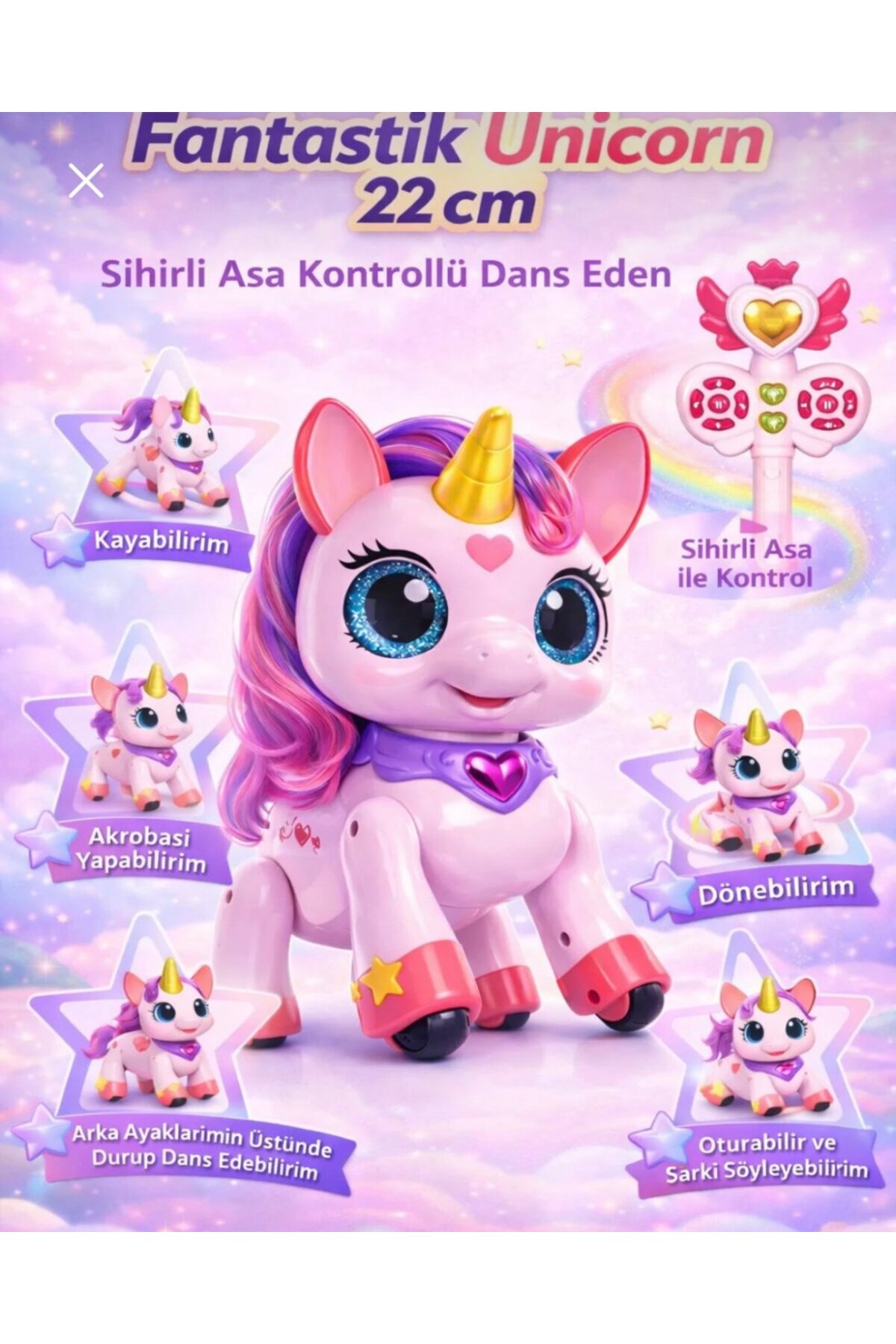 mavi su dünyası Uzaktan Kumandalı Unicorn Robot | Sihirli Asa