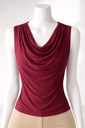 SPARKLE Bordo degaje yaka bluz likralı