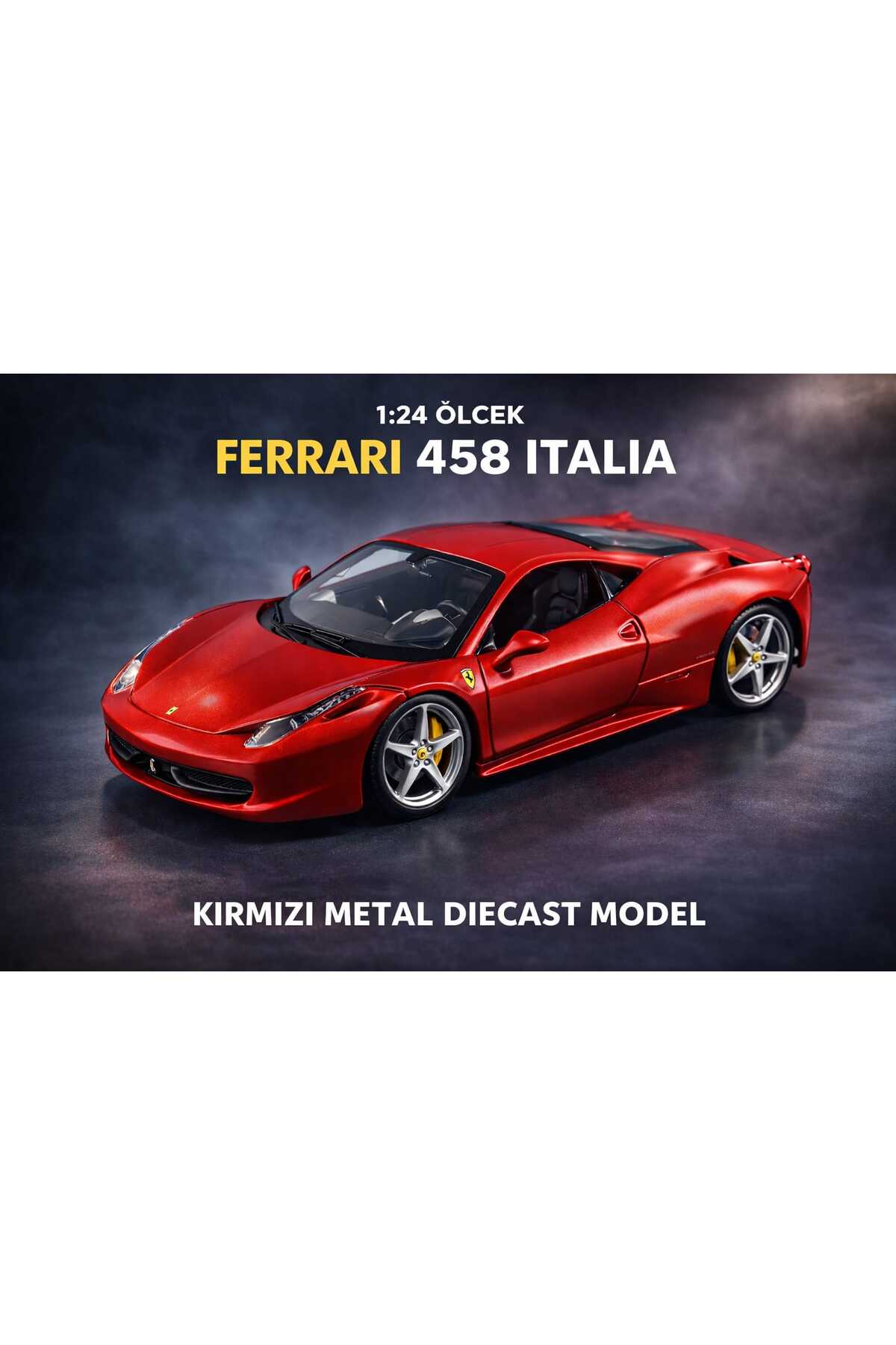 Aksoy Toys Ferrari 458 Italia Kırmızı 1:24 Ölçek Diecast Metal