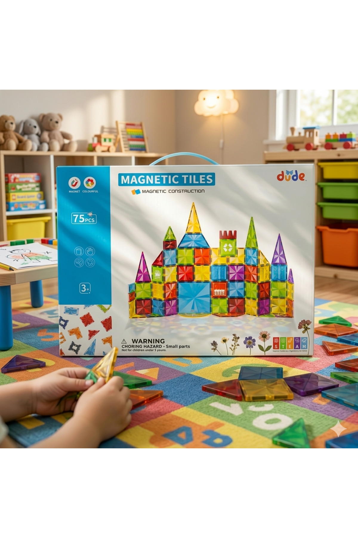Daily Bazaar Manyetik Yapı 75 Parça Manyetik Bloklar - Eğitici Lego Seti (48x36 cm Mega Boy) fotoğrafı 3 (önizleme)
