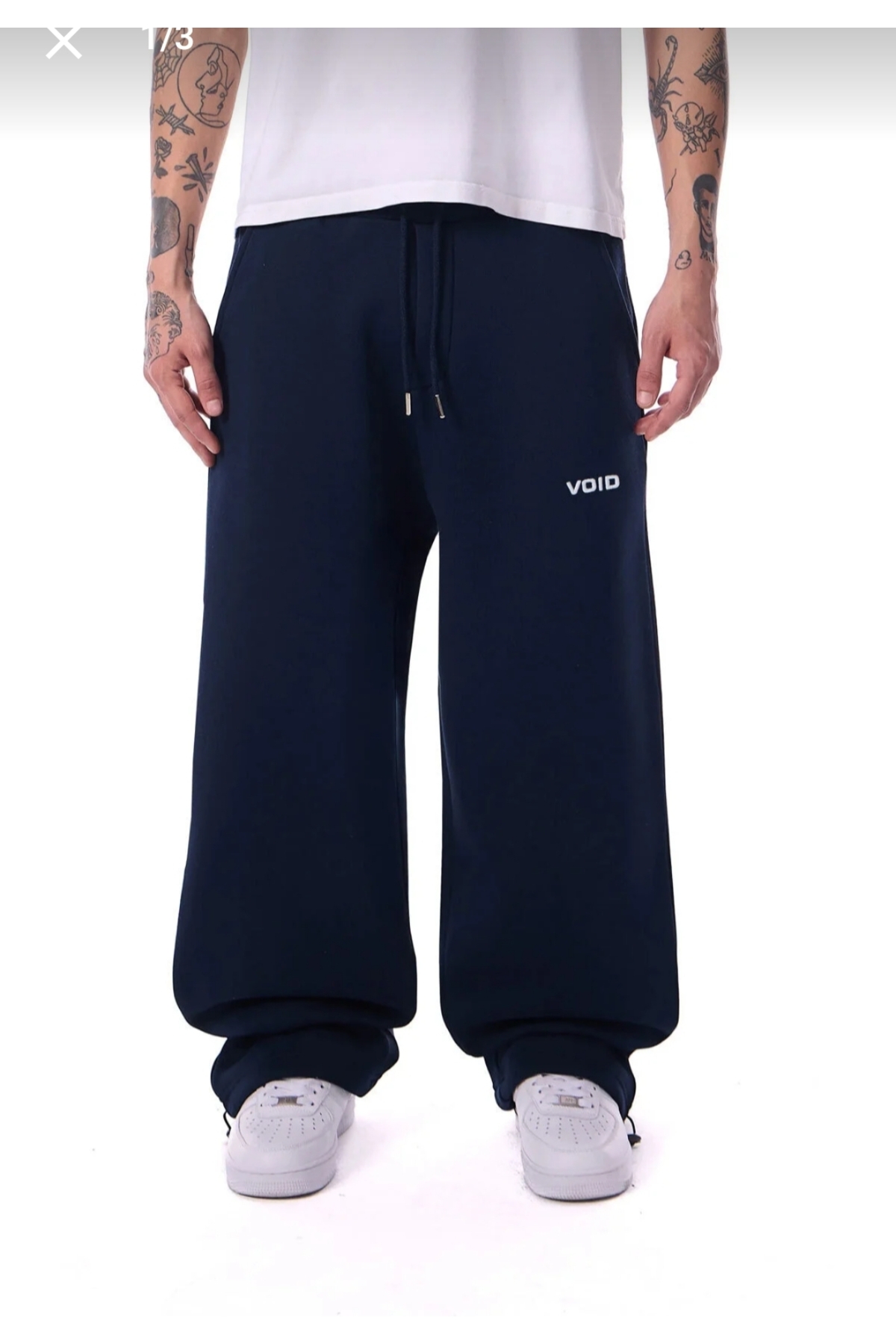 SYNXSTORE  Void Baskılı Mevsimlik Ayarlanabilir Paça BAGGY Premium Kumaş Lacivert - Görsel 3