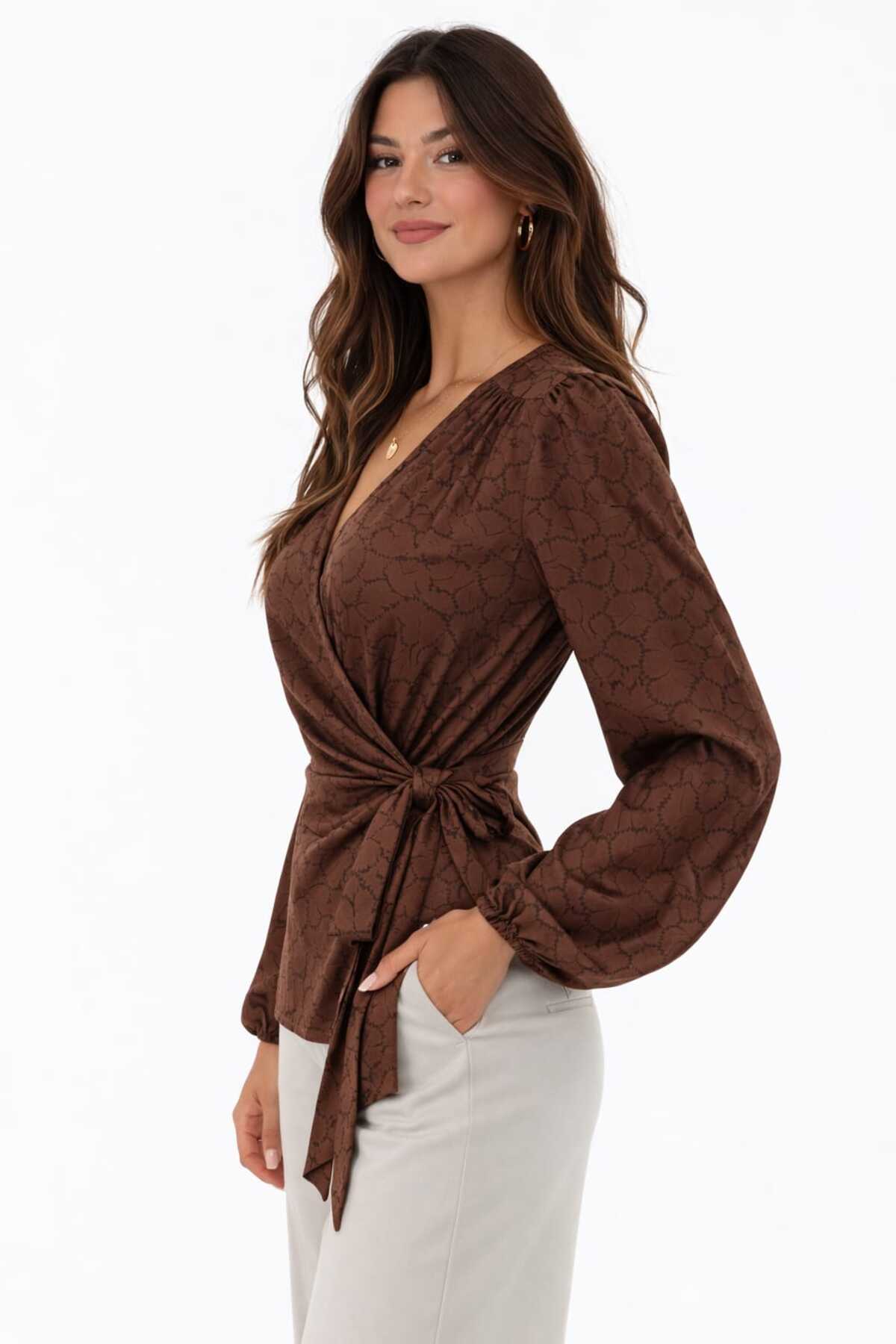 HNF GİYİM  YANDAN BAGLAMALI KIRVAZE BLUZ - Görsel 2