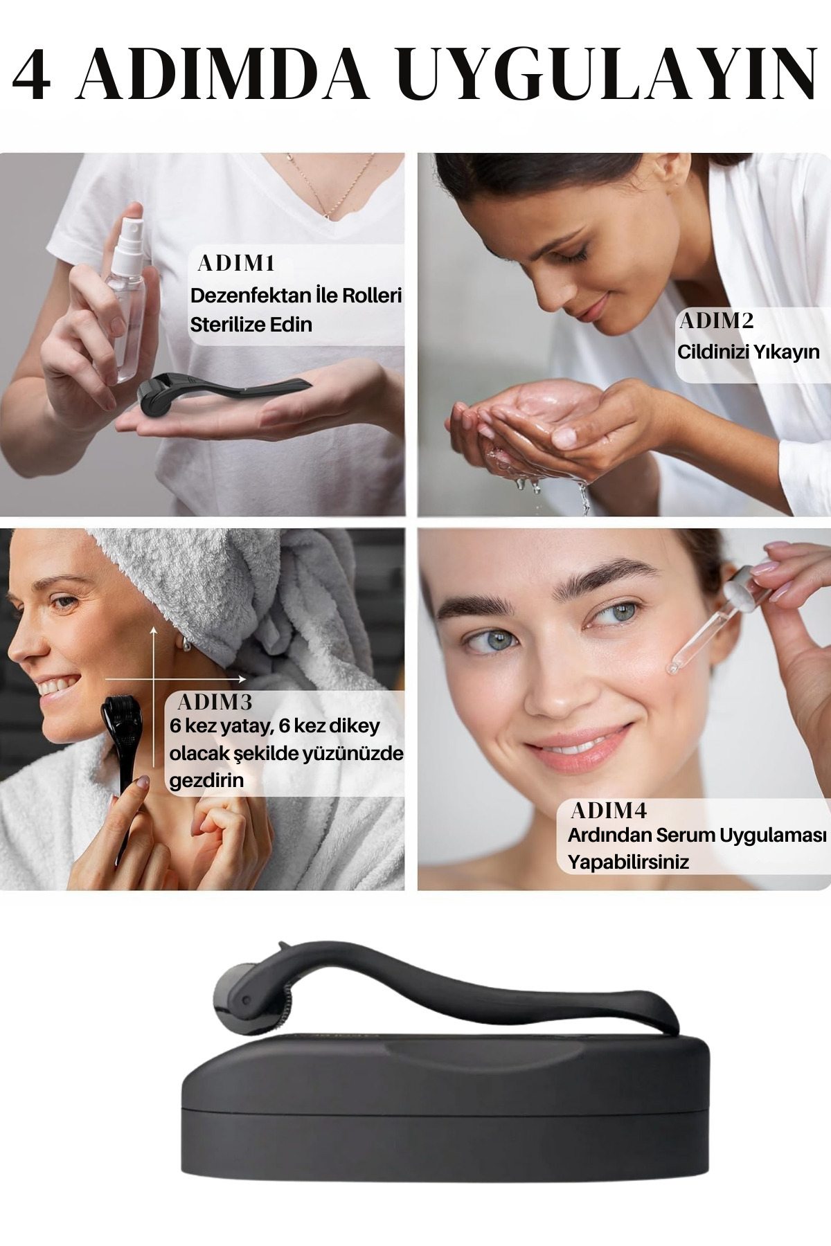 Seyrek Saç Sakal Serumu Ve 540 İğneli Dermaroller 1 mm Dezenfektan Seti – Saç Sakal Bakım Aleti — set10 — تصویر 5 از 9