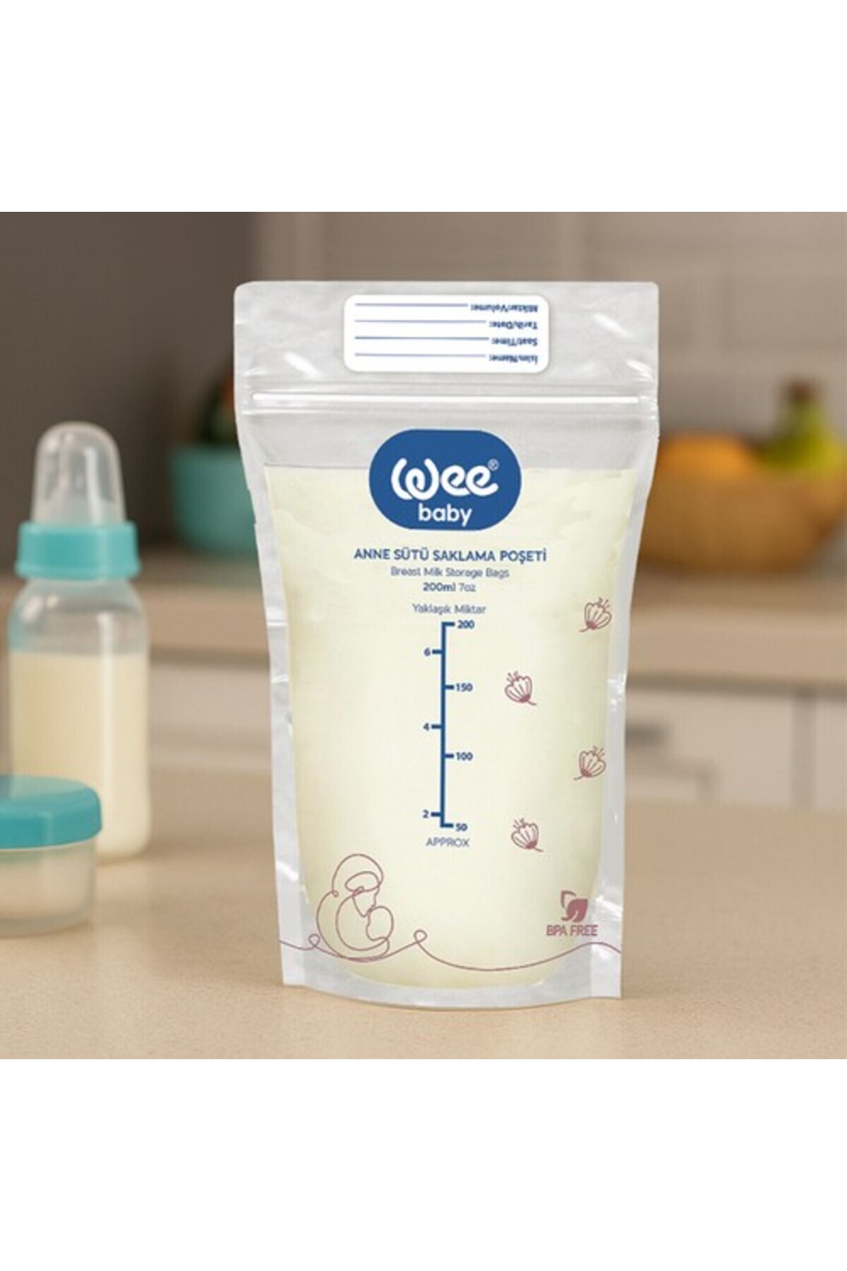 Wee Baby Anne Sütü Saklama Poşeti 20 Adet BPA İçermeyen Dondurucuya Uygun 200 ml fotoğrafı 5 (önizleme)