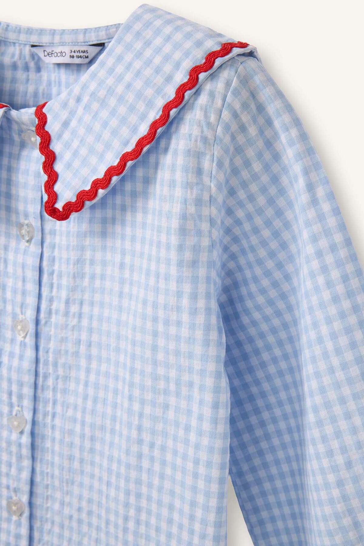 Defacto Büyük Yaka Nakışlı Gofre Dokulu Uzun Kollu Gömlek Kız Bebek H4470A526SM fotoğrafı 2 (önizleme)