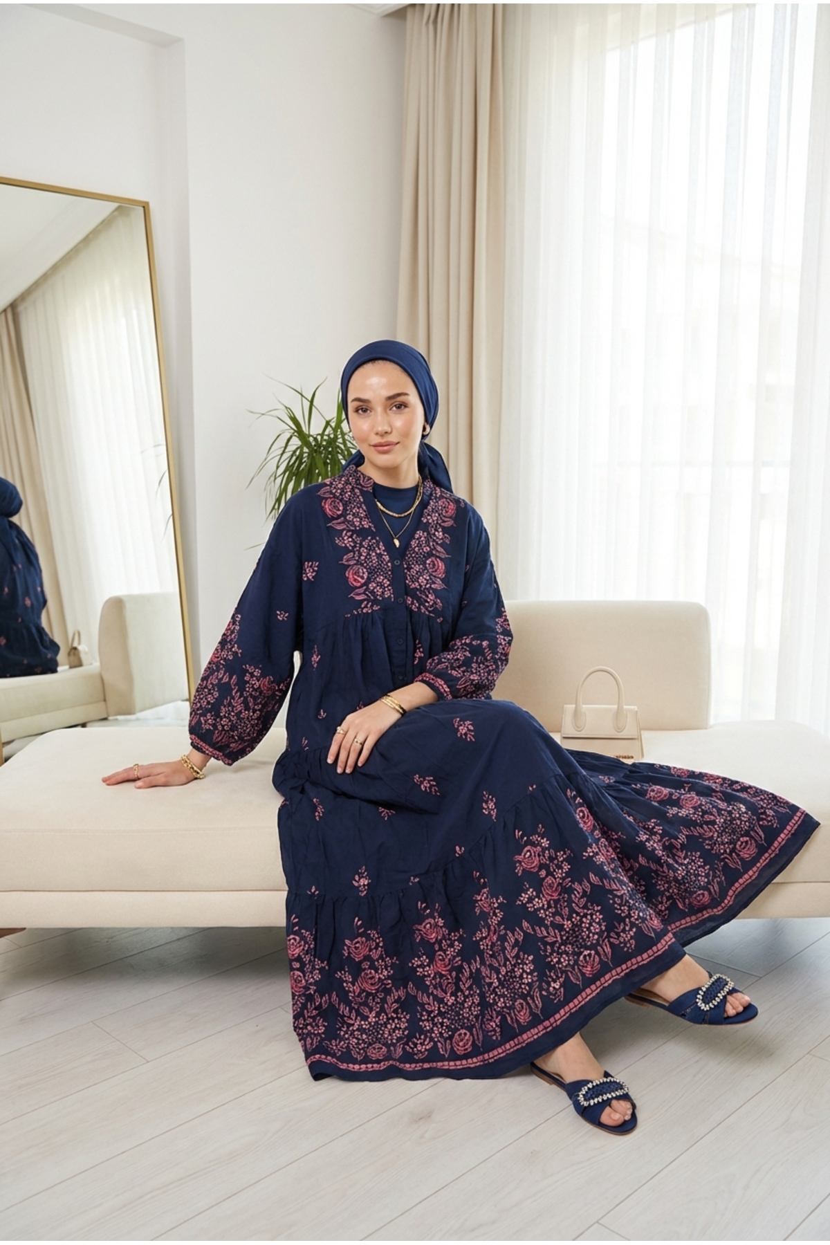 Kirazca Butik  Kadın Etnik Şık Tesettür Elbise Uzun Elbise - Görsel 2