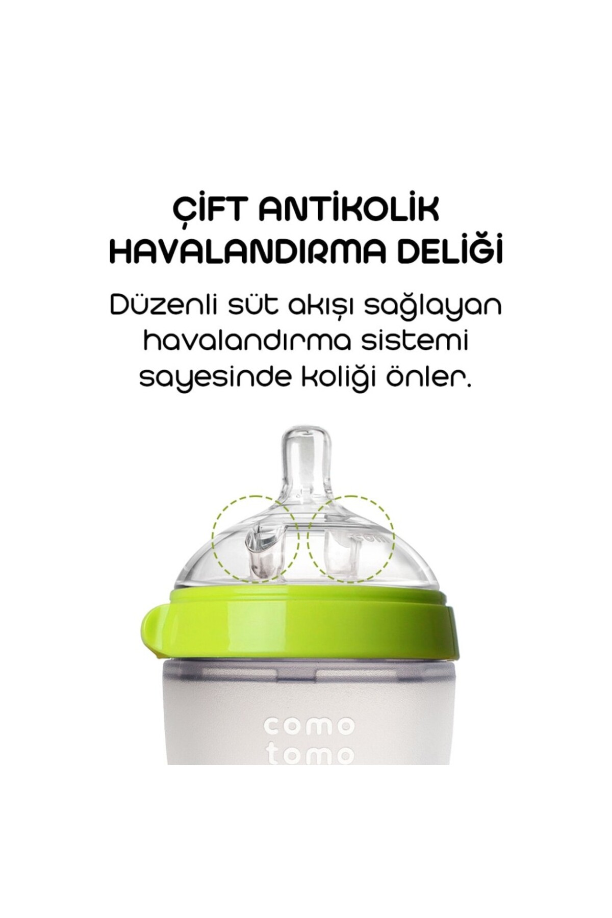 NW NessiWorld Comotomo Antikolik Silikon Biberon 150 ml 0-3 Ay Yeşil fotoğrafı 3 (önizleme)