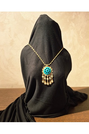 AURA CONCEPTS Mardin 9 Gözlü Çelik Kolye Nazarlık Mavi Taşlı Gold Renkli Hedi...