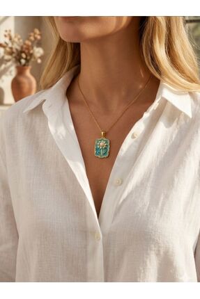 TrendimAksesuar Mineli Papatya Figürlü Paslanmaz Kolye