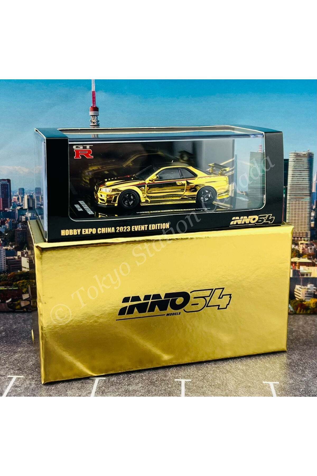 Inno Nissan Skyline GTR R34 Nismo R-Tune Crome Gold Expo China