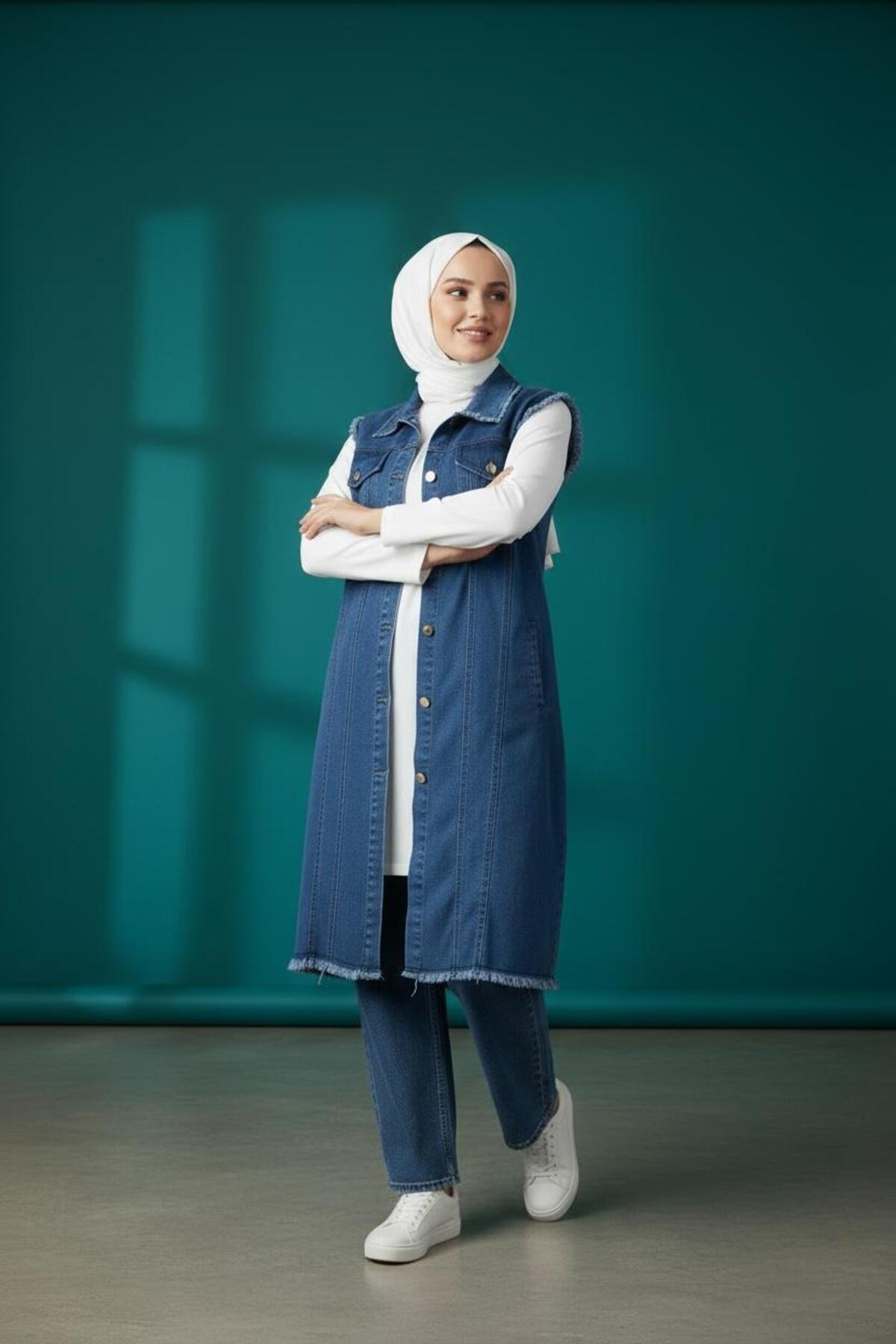 Züvara  denim püskül detaylı yelek - Görsel 2