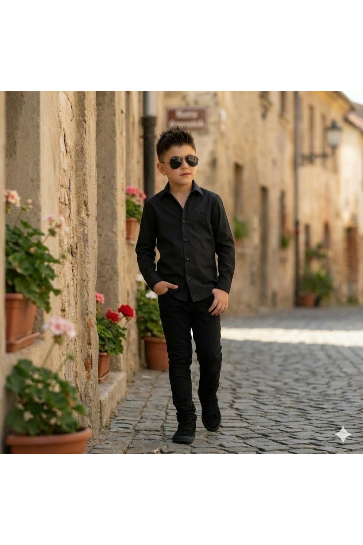 CUBBUX Erkek Çocuk Uzun Kol Basic Gömlek - %100 Pamuklu Klasik Kesim fotoğrafı 2 (önizleme)