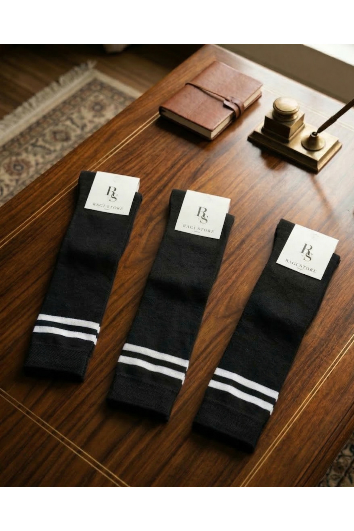 ragistore 3'lü Şeritli Dizaltı Kadın Çorap görsel 2