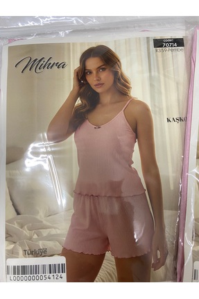 Mihra Kadın Pembe İp Askılı Şortlu Kaşkorse Takım
