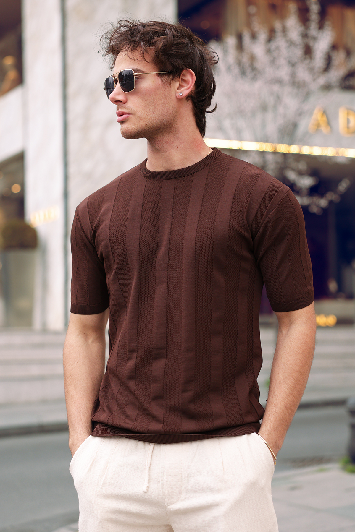 aziso  Erkek Bisiklet Yaka T-Shirt