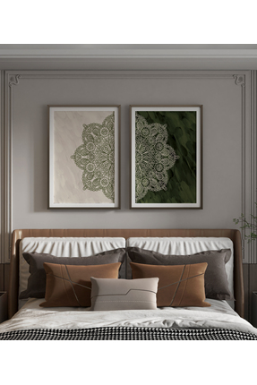 Meröka Sonsuz Harmoni Şık Modern Premium Mandala Tablo Seti 2'li Duvar Dekoru...