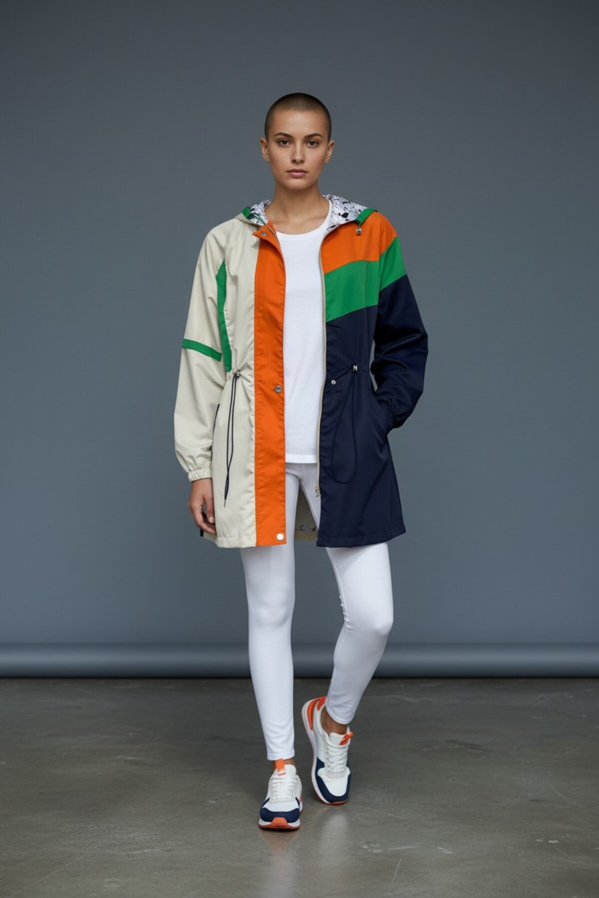 SEMİZ GİYİM  Çok Renkli Belden Ayarlanabilir Kapüşonlu Yağmurluk - Görsel 2