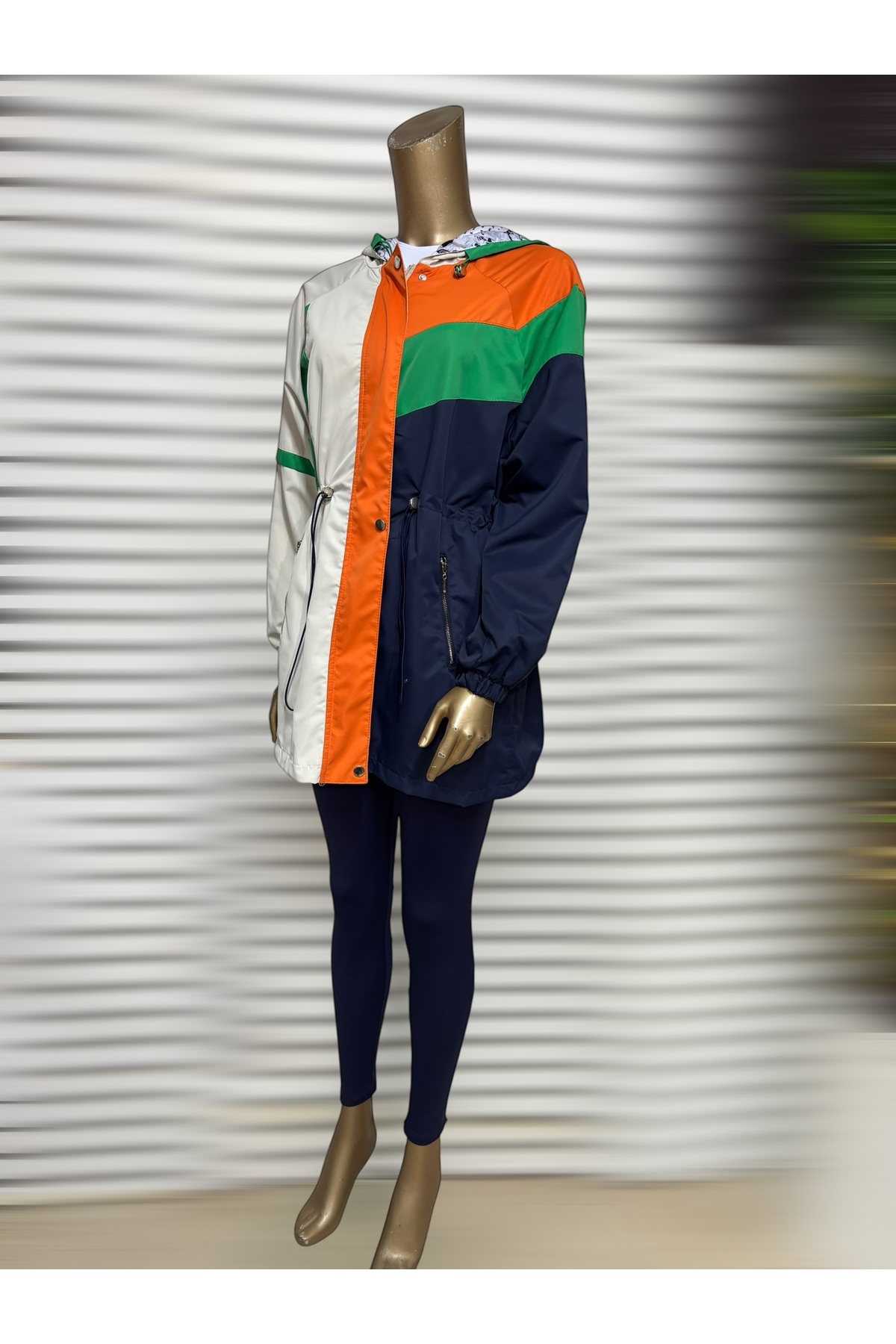 SEMİZ GİYİM  Çok Renkli Belden Ayarlanabilir Kapüşonlu Yağmurluk - Görsel 5