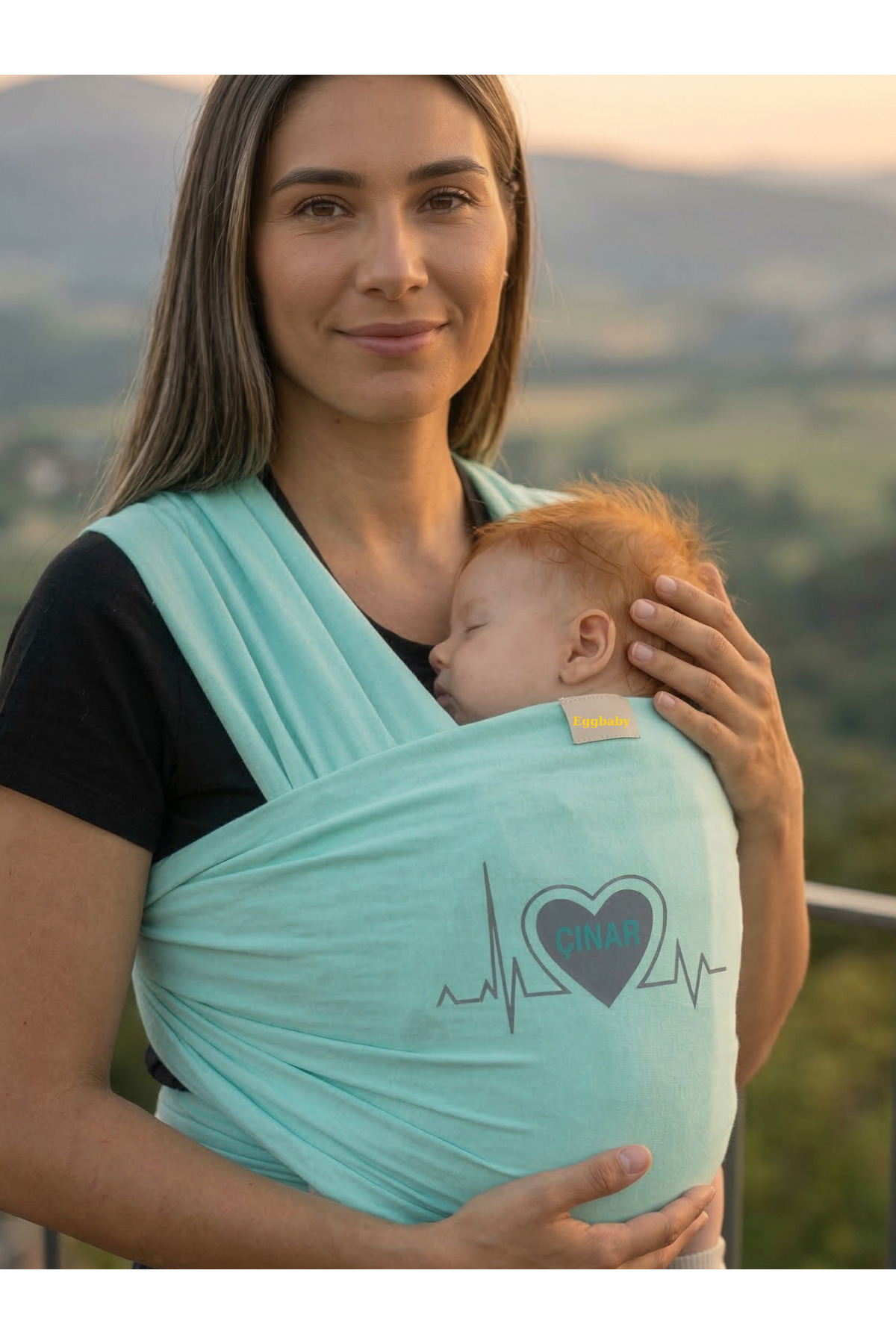 EGGBABY İsme Özel Tasarım Ergonomik Sling Bebek Taşıma Şalı Pamuk Kumaş Wrap Sling fotoğrafı 3 (önizleme)