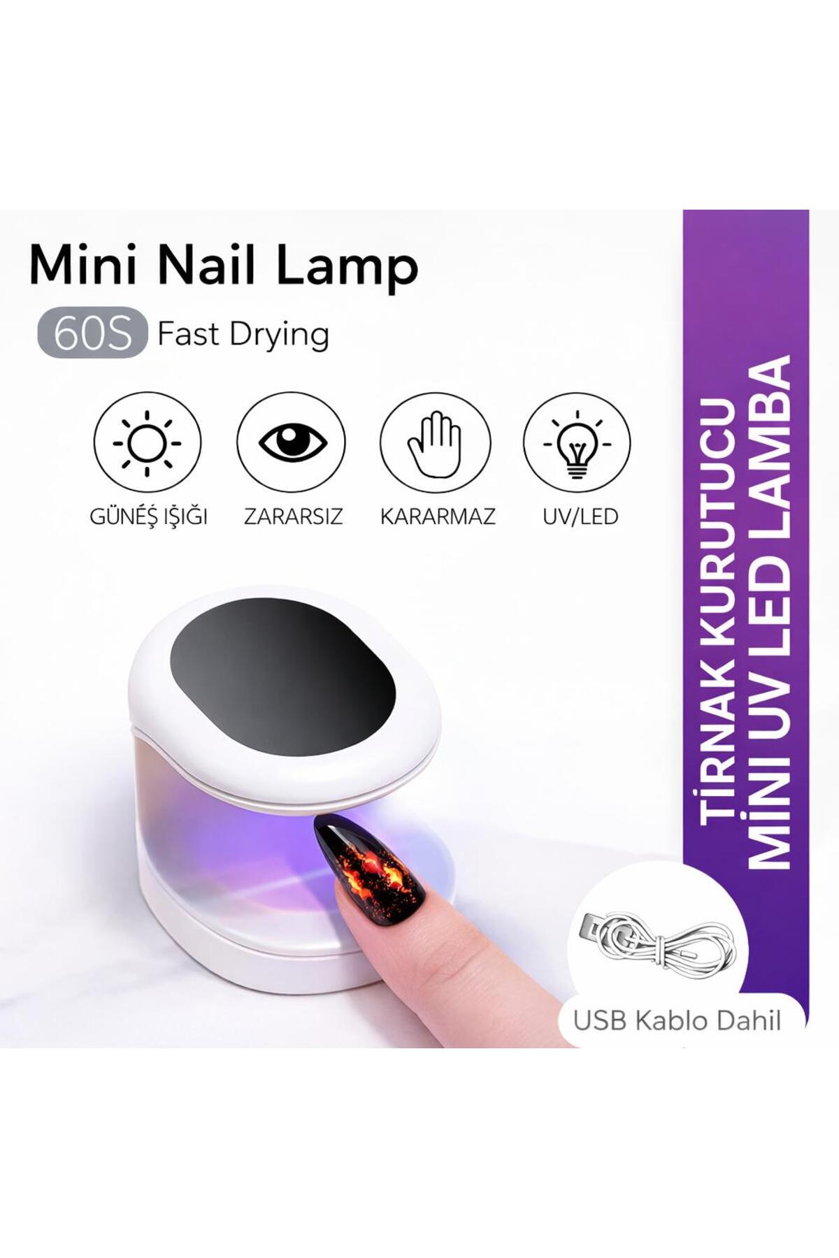 Mini UV LED Tırnak Kurutucu 16W USB Girişli Taşınabilir Nail Lamp — 8598 — تصویر 2 از 4