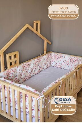 yasetex tasarım Montessori ve Beşik İçin 4 Kenar Koruma Seti Pamuk Kumaş Kele...