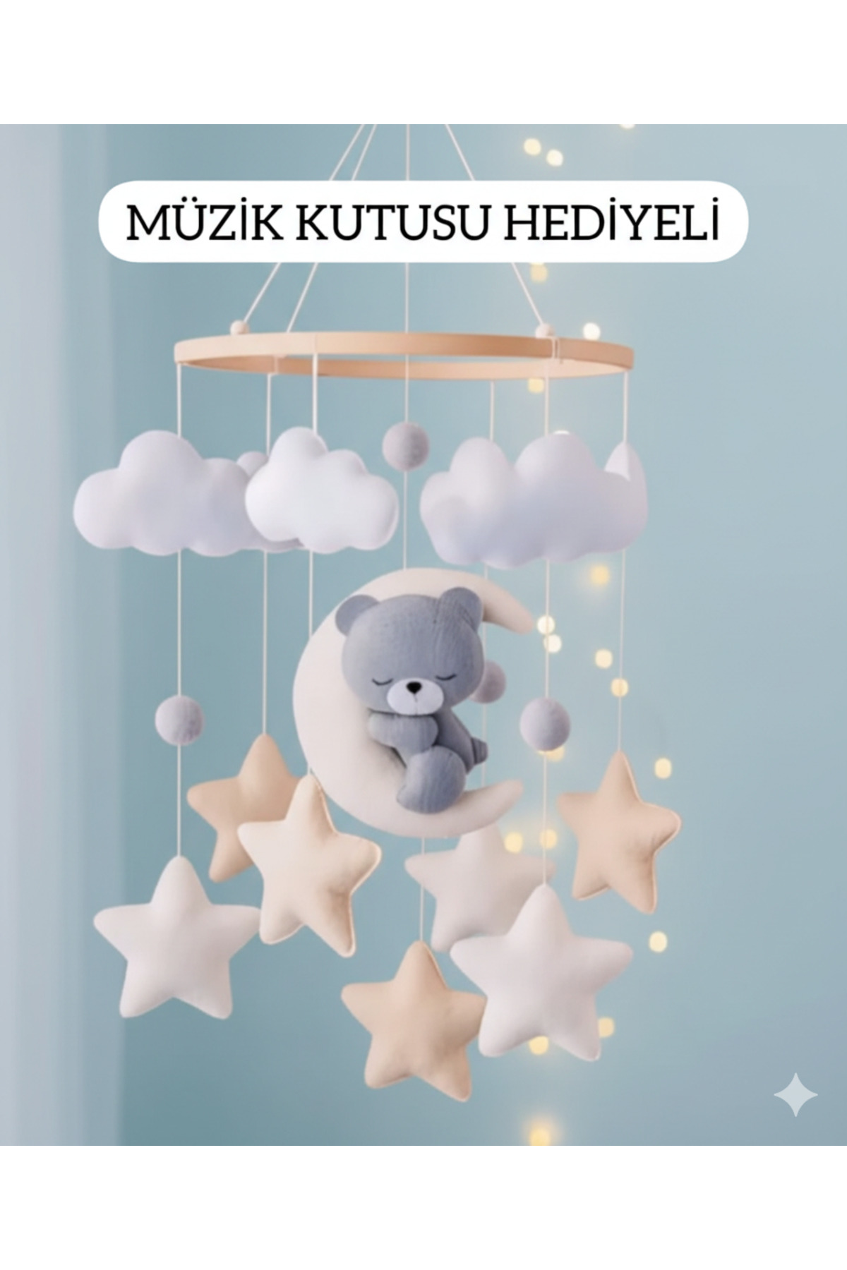 TREND METFİQ DECORATİON KEÇE El Yapımı MÜZİKLİ Dönence - Eğitici ve Sakinleştirici Yenidoğan Bebek Beşik Süsü ANNE YANI fotoğrafı 4 (önizleme)