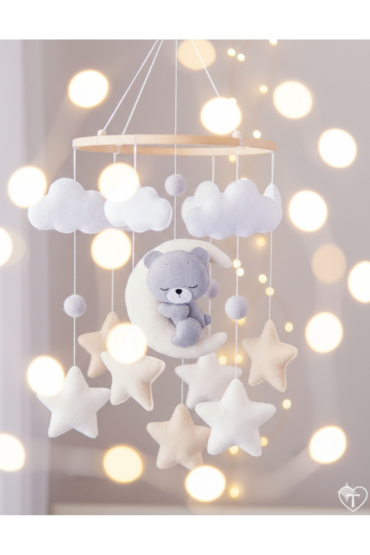 TREND METFİQ DECORATİON KEÇE El Yapımı MÜZİKLİ Dönence - Eğitici ve Sakinleştirici Yenidoğan Bebek Beşik Süsü ANNE YANI fotoğrafı 5 (önizleme)