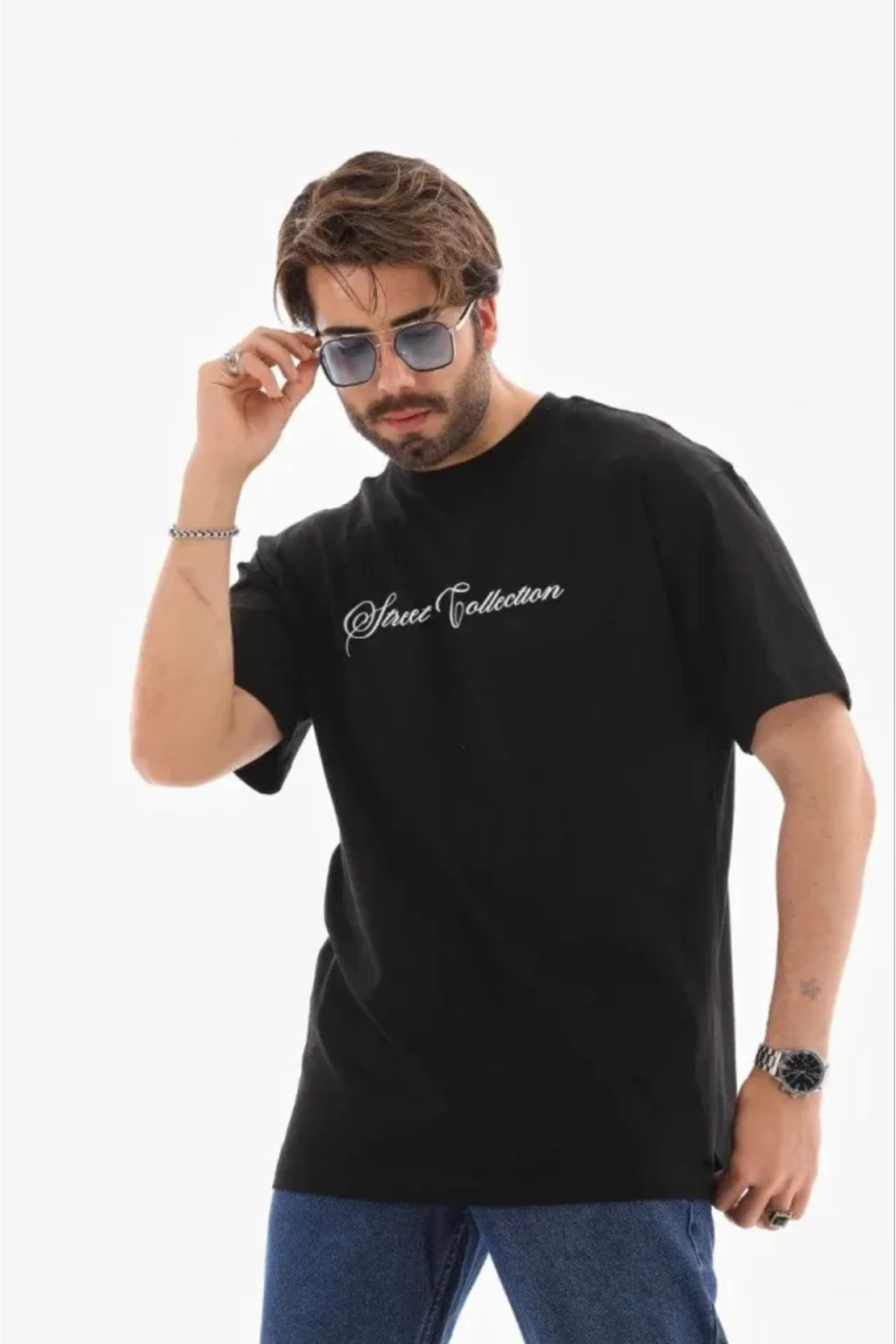 Erkek Baskılı T-Shirt Kısa Kol Bisiklet Yaka Regular Fit Rahat Kalıp Günlük Tişört - Si