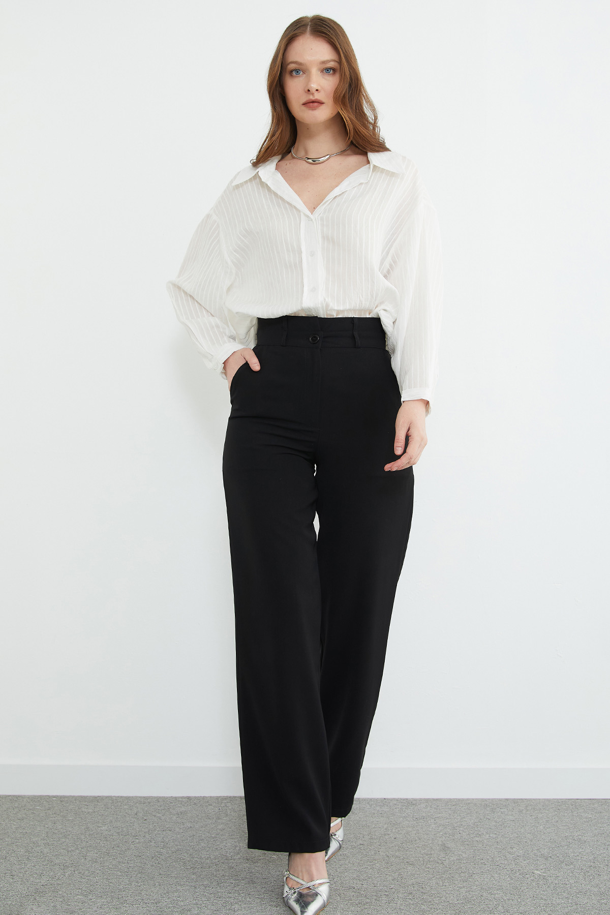 Fullamoda  Çizgili Jakarlı Salaş Gömlek - Görsel 4