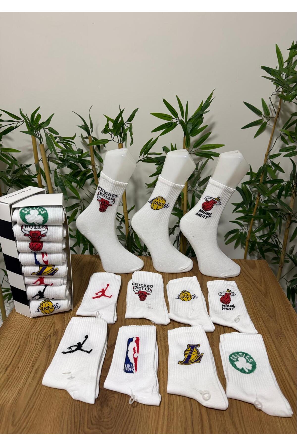 AyganStore Özel Kutulu 8’li Seri Basketbol Temali Kolej Tenis Çorap görsel 4