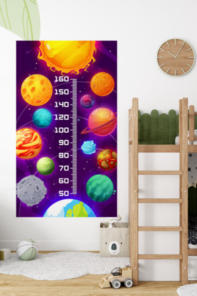 pinkipay Galaksi Temalı Dekoratif Çocuk Boy Ölçer Sticker – Duvar Cetveli Tak...