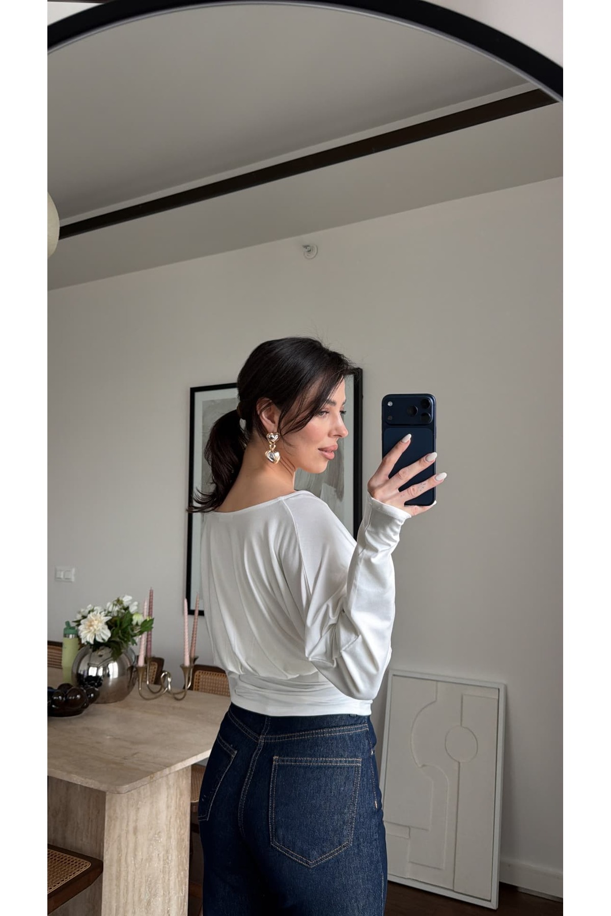 sinemkivanc co  V YAKA UZUN KOLLU BLUZ - Görsel 4