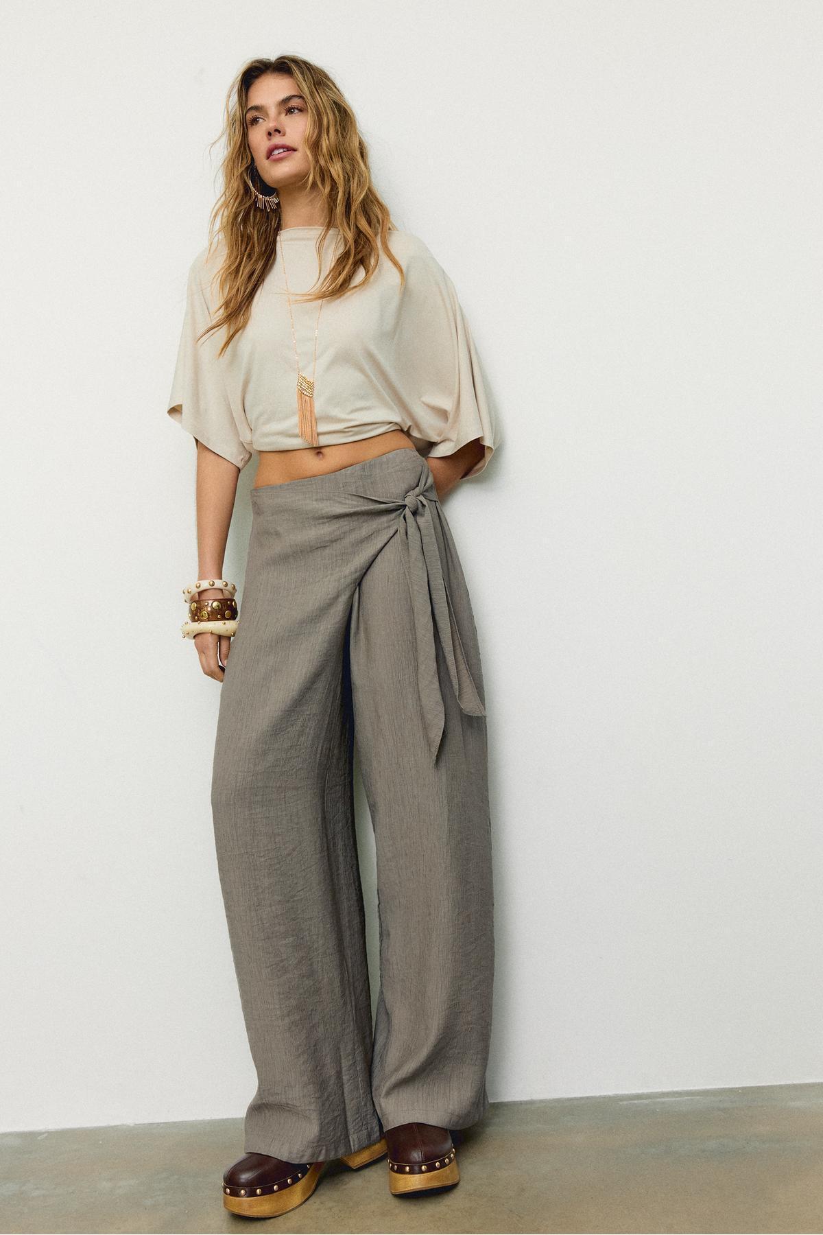 Stradivarius  Dökümlü sarong pantolon - Görsel 2