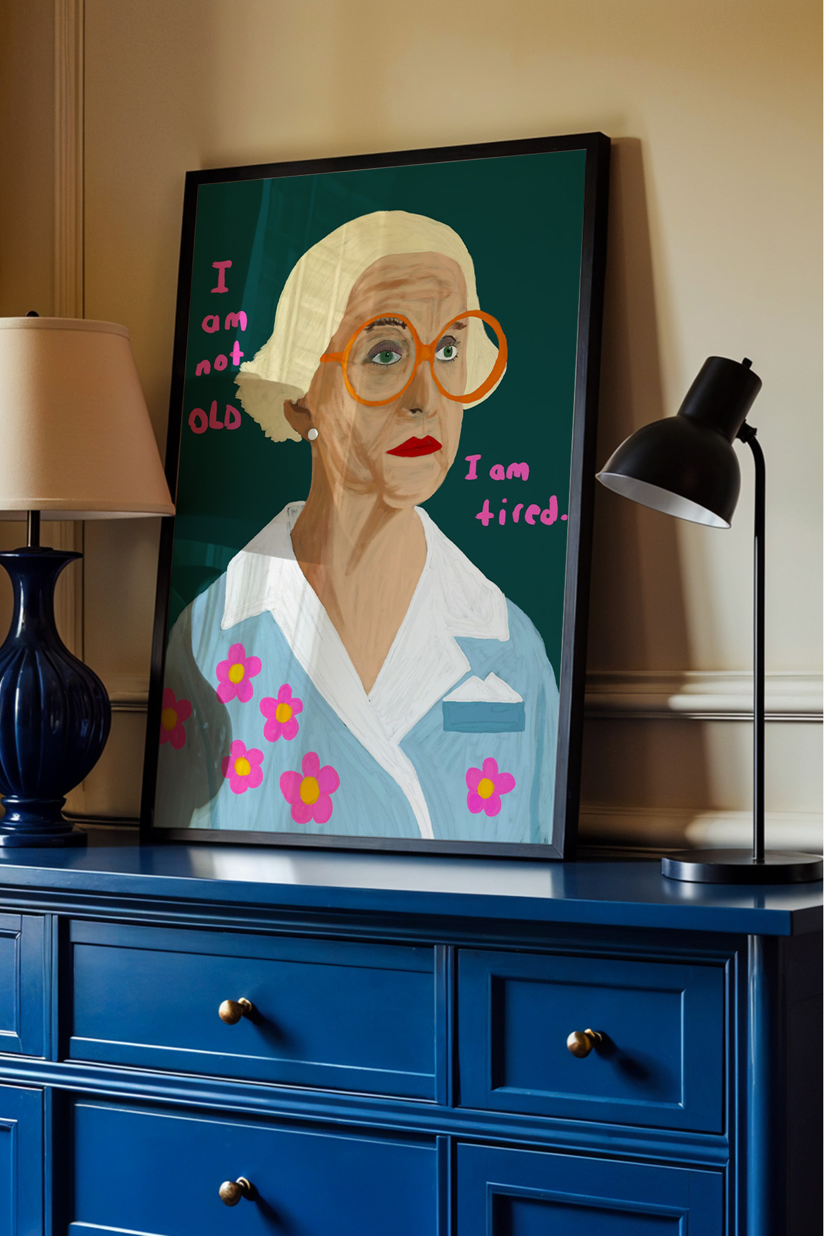 Kadın Portre Tablo Modern Yazılı Poster Pop Art Duvar Dekoru Çerçevesiz