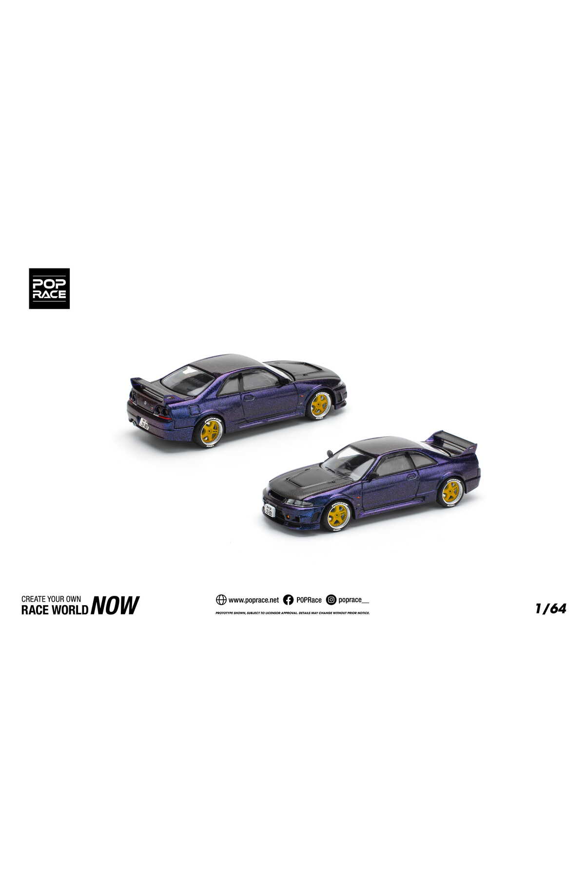 pop race 1 :64 Nissan Skyline GT-R R33 Midnight Purple Diecast