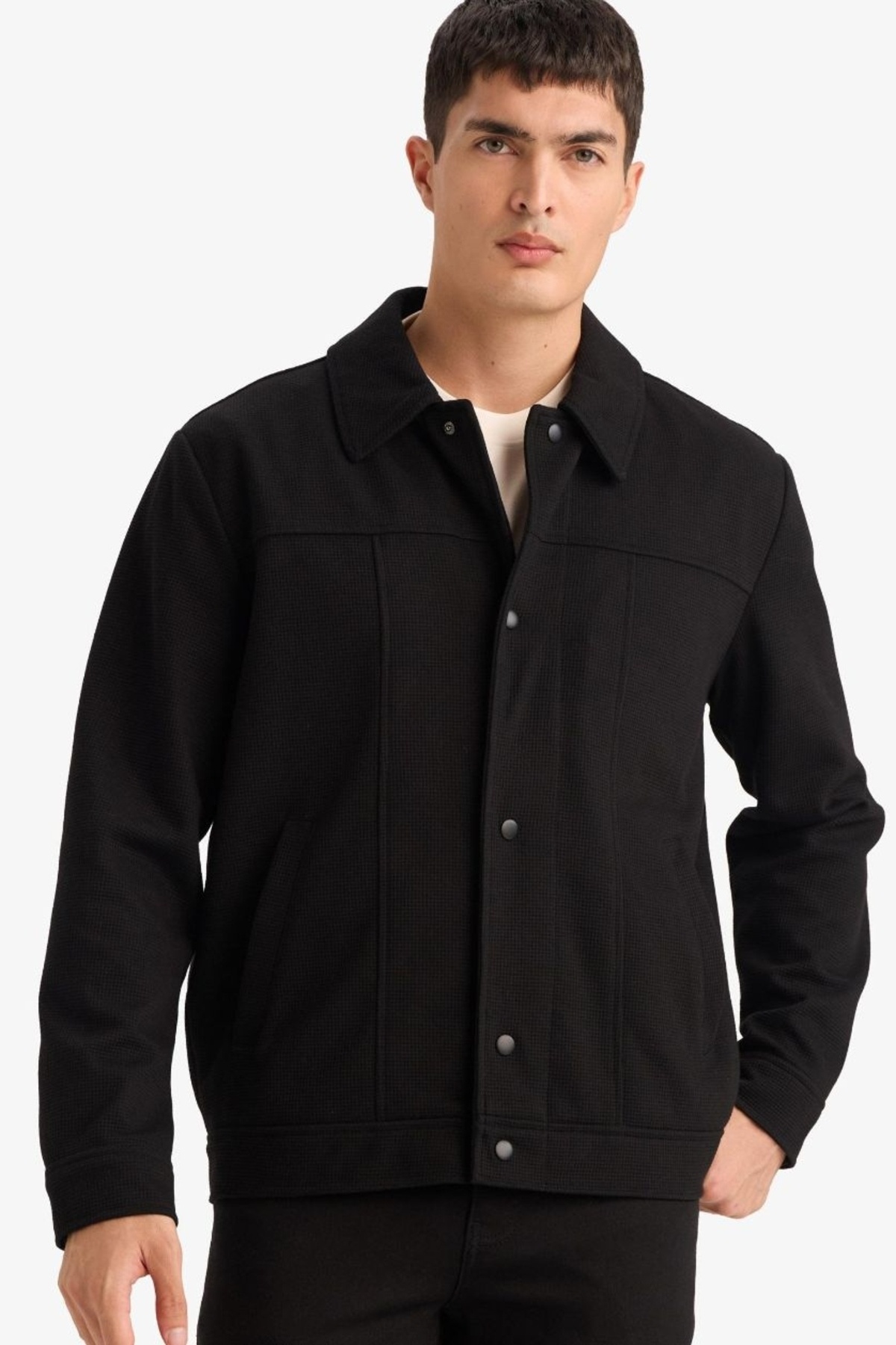 DeFacto Regular Fit Polo Yaka Çıtçıtlı Mont F8504AX26SP — مشکی