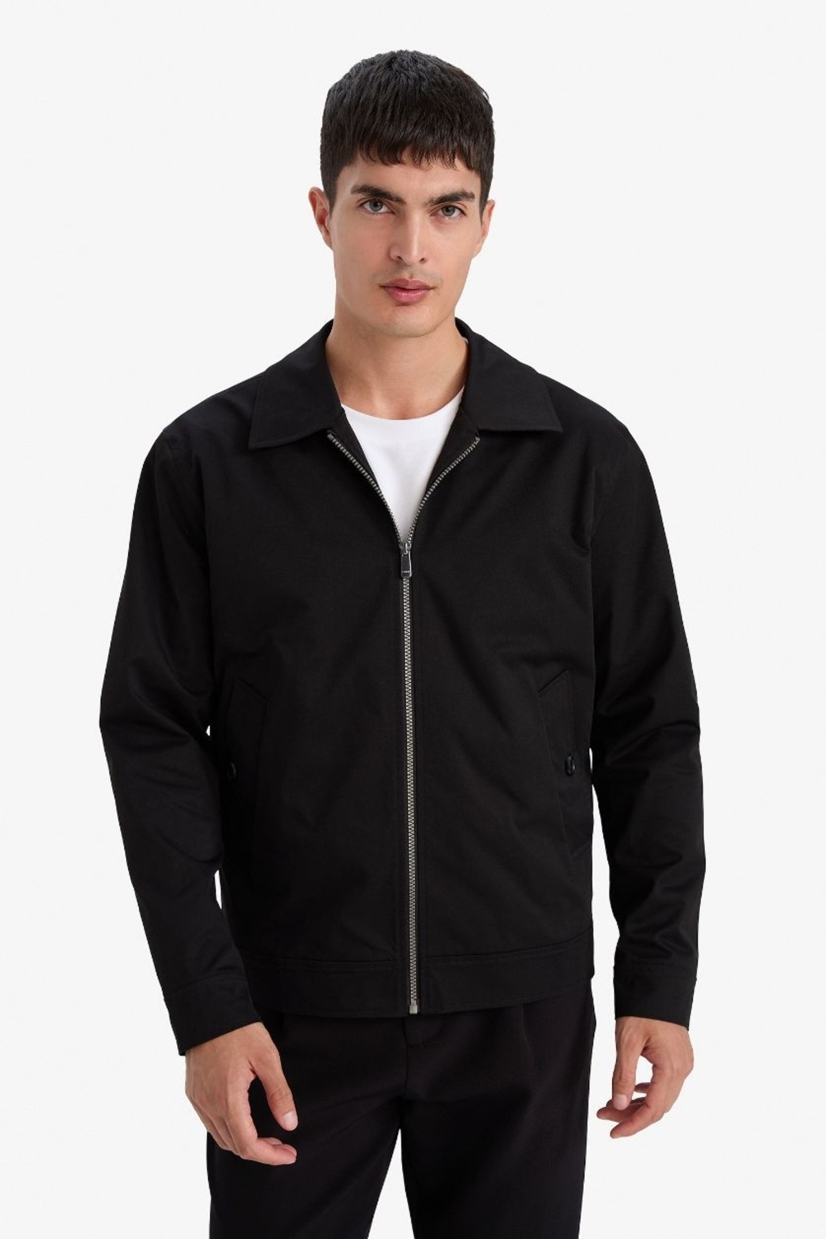 DeFacto Regular Fit Polo Yaka Astarlı Fermuarlı Mont F7755AX26SP görsel 3