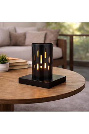 MAPİ PROJE Modern Çizgi Desenli Metal Mumluk – Dekoratif Masa Üstü Mumluk, Sa...