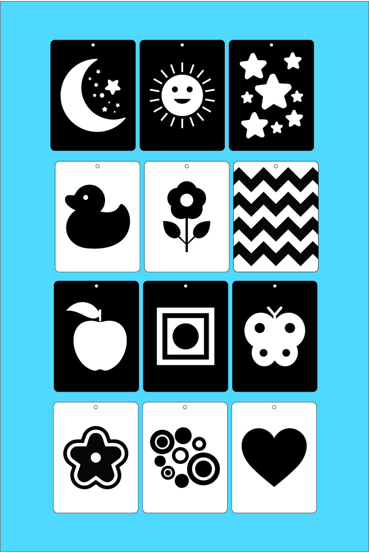 FeyzaDesign 0-3 Ay Ahşap Bebek Zeka Kartları - Siyah, 12 Parça fotoğrafı 2 (önizleme)