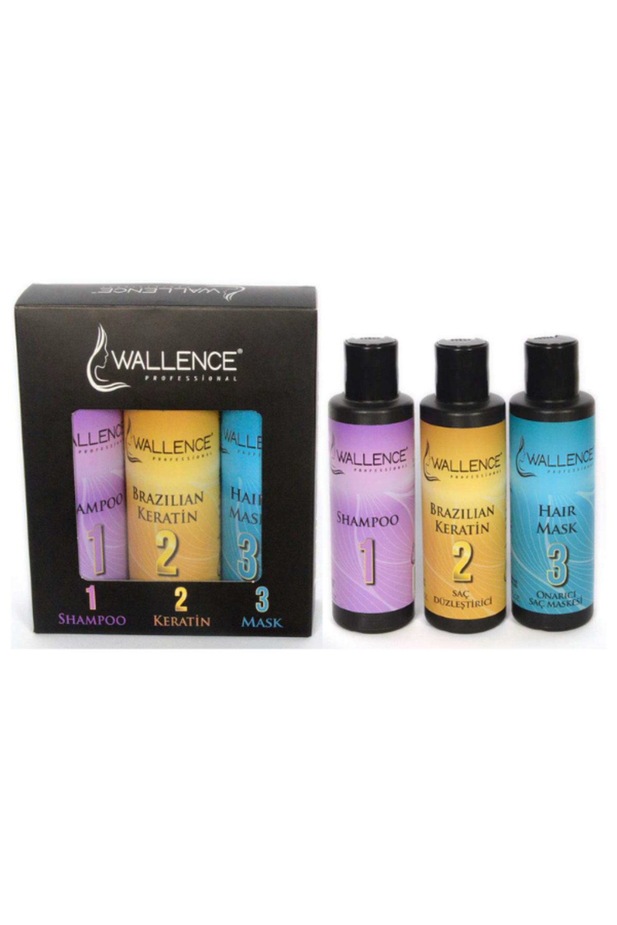 wallence 3’lü Saç Bakım Seti 150 ML Şampuan + Keratin Bakım + Onarıcı Saç Maskesi — Wallence1