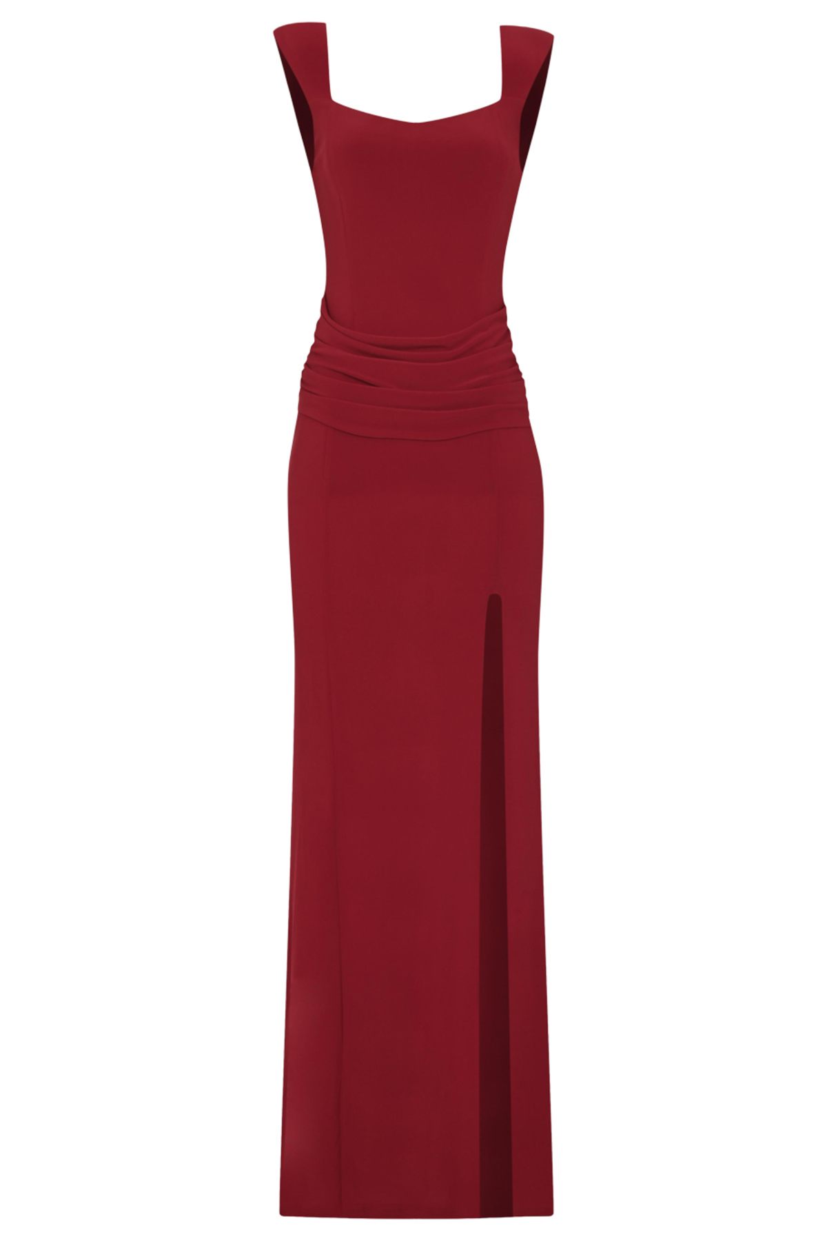 Whenever Company  Kırmızı Geniş Askılı Yırtmaçlı Şık Abiye & Mezuniyet Elbise 2254